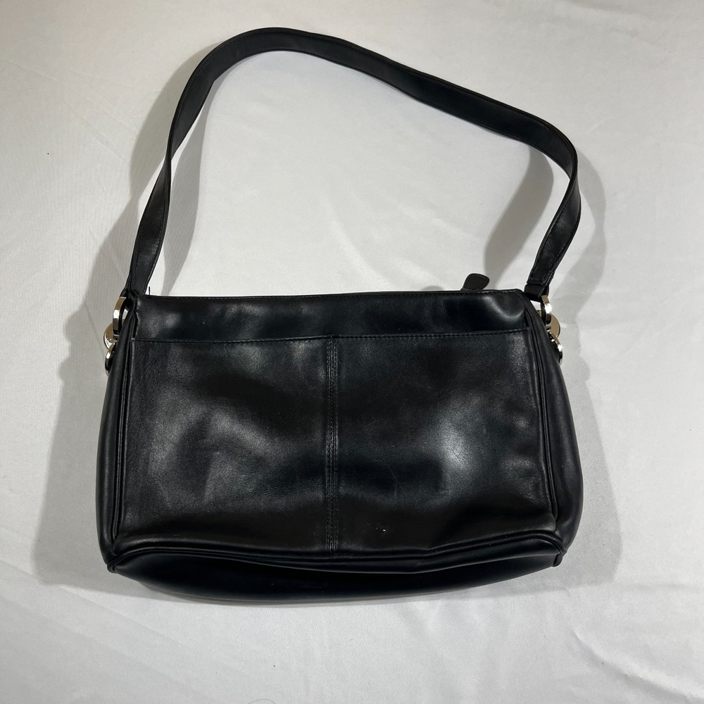 Worthington Black Shoulder Bag Purse Silver Hardware Minimalist Classic 90s